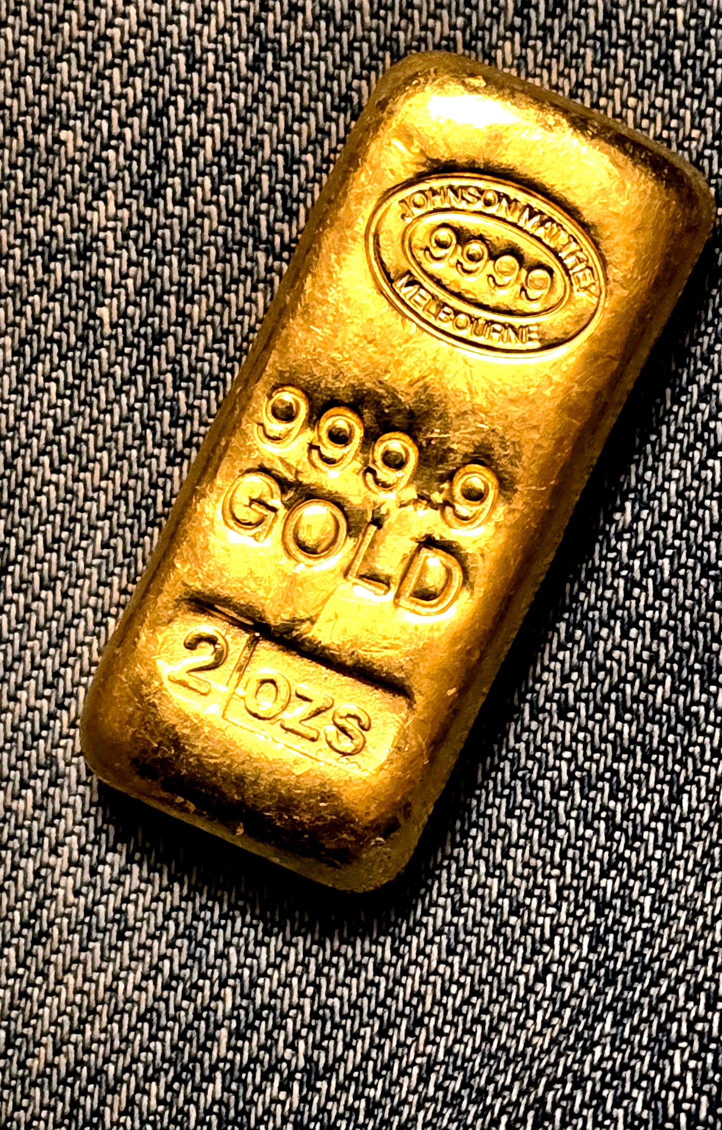 Vintage 2oz Johnson Matthey gold bar (bank deposit only)