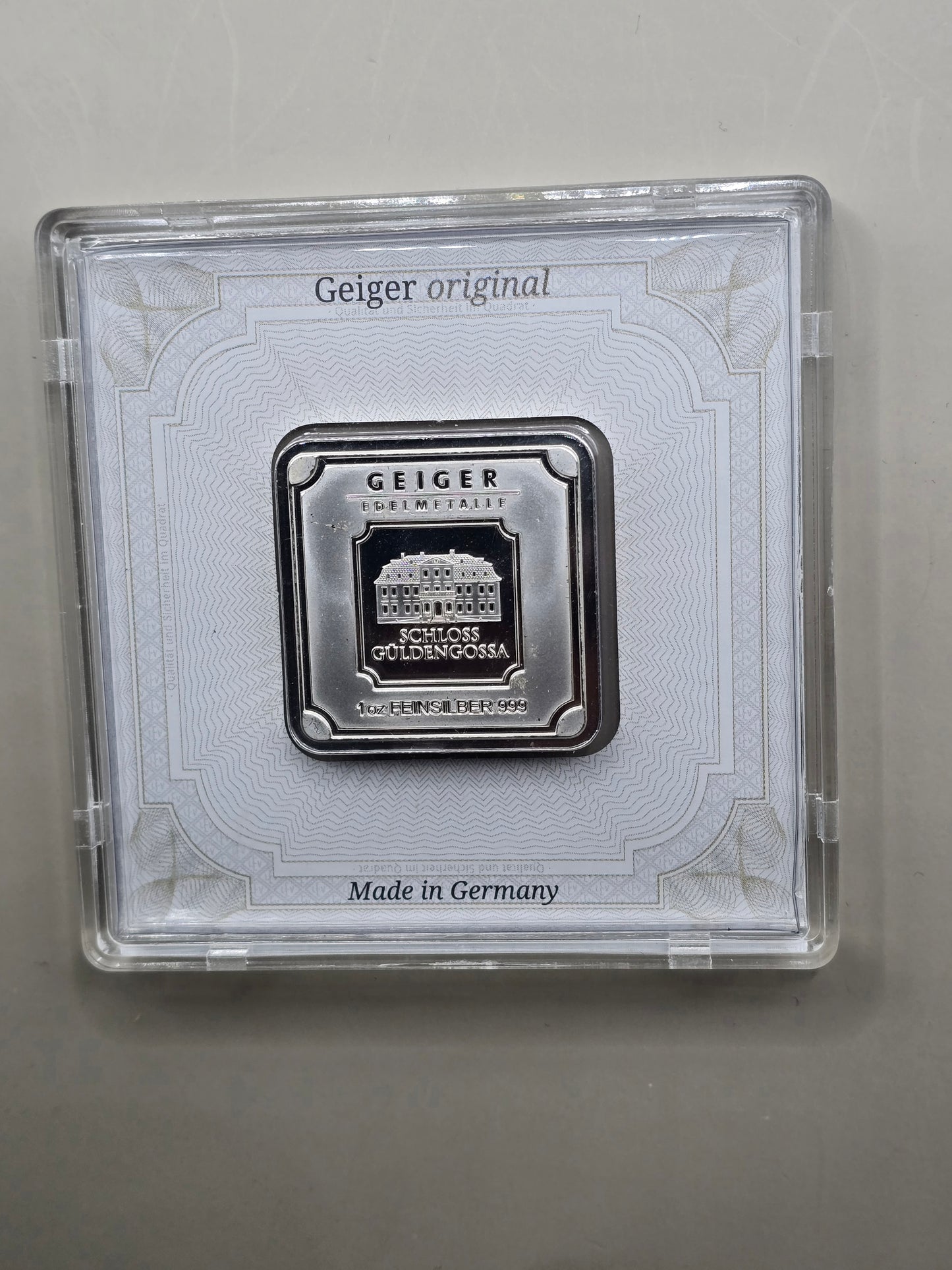 1oz Geiger silver bar in original case