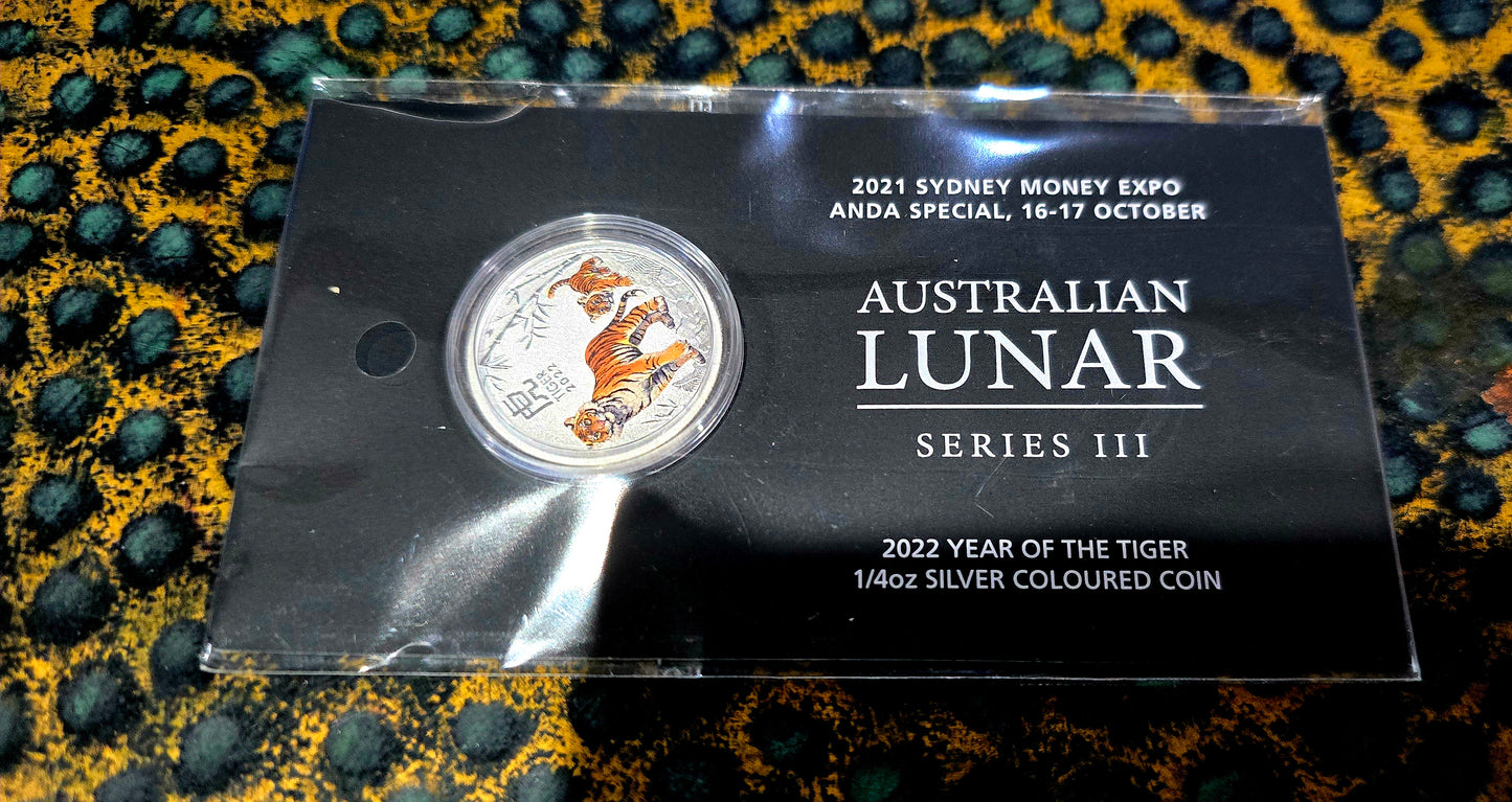 1/4oz ANDA 2022 coloured Tiger silver coin