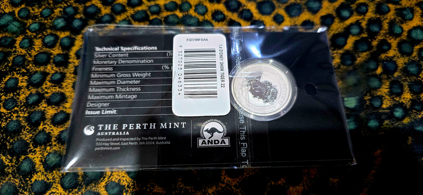 1/4oz ANDA 2022 coloured Tiger silver coin