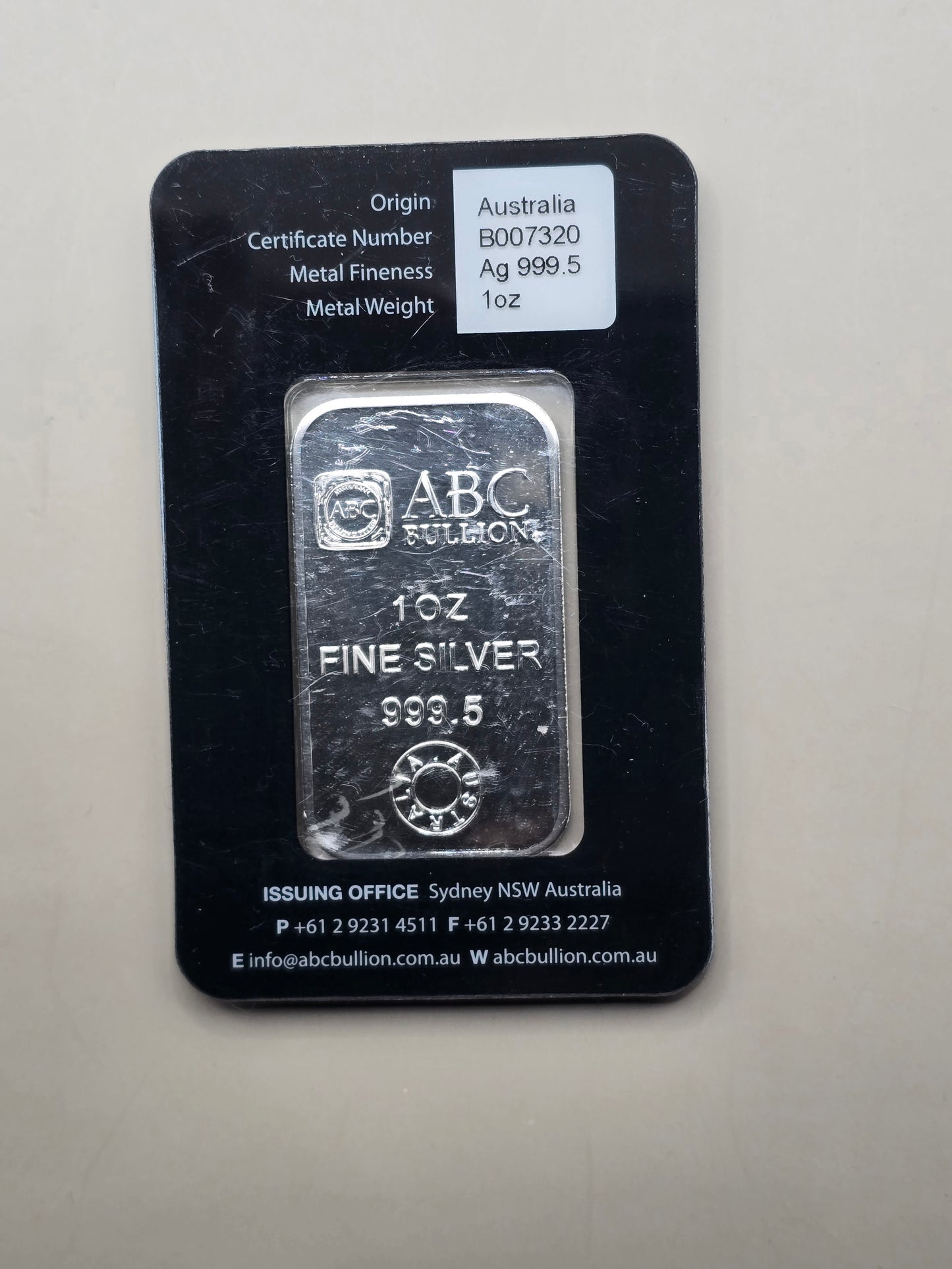 1oz ABC Eureka silver bar