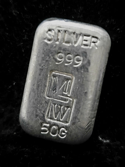 50g Morris Watson MW silver bullion bar