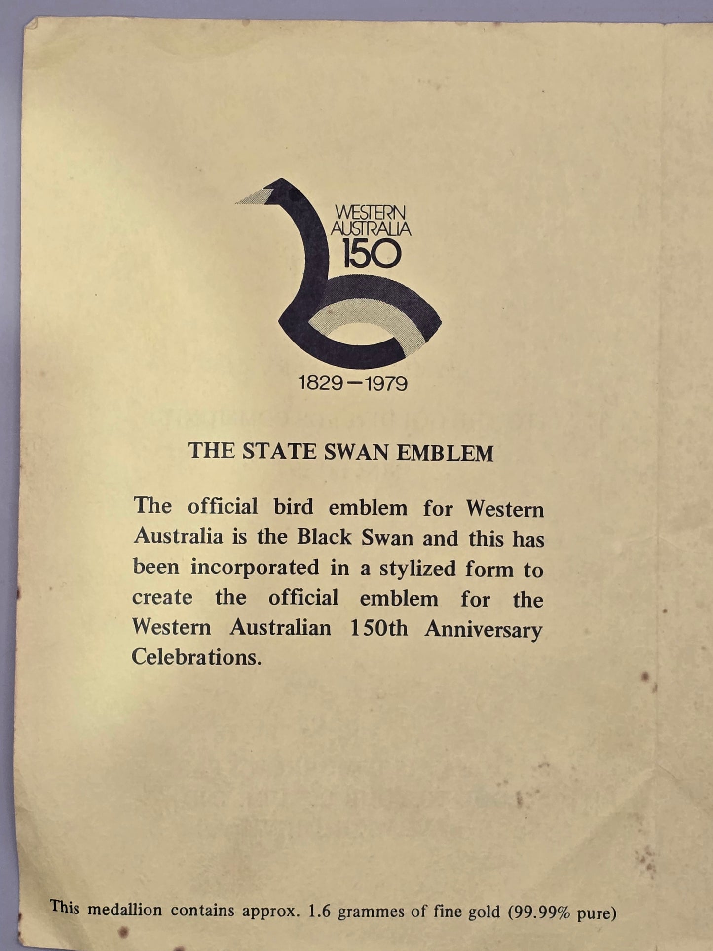 1979 WA 150 years 1.6g Gold Swan