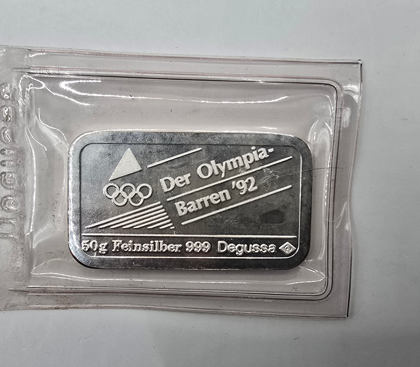 1992 Degussa 50g silver bar