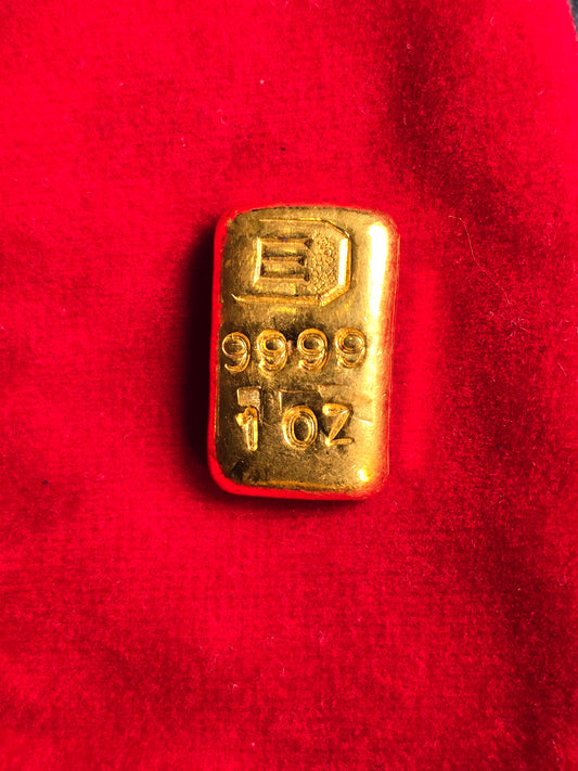 1oz rare vintage Engelhard "E pill" gold bar (bank deposit only)