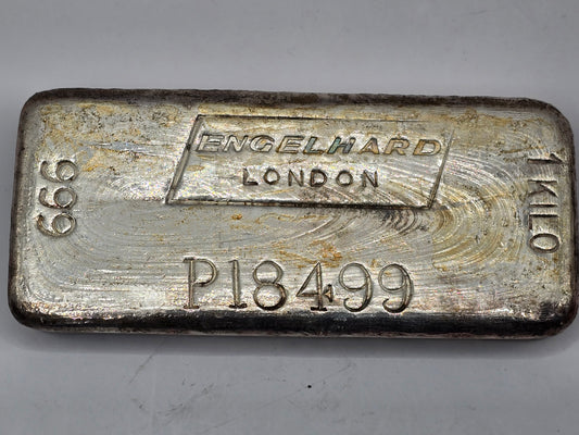 1kg vintage Engelhard London silver bar (bank deposit only)