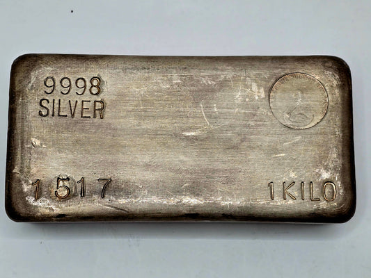 1kg vintage Kalgoorlie silver bar (bank deposit only)