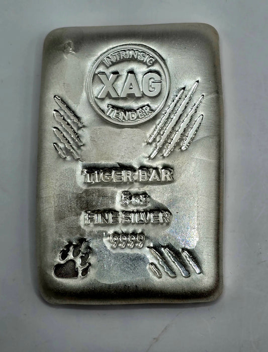 5oz XAG Tiger silver bar