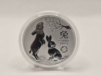 1oz 2023 Rabbit with Dragon privy silver coin