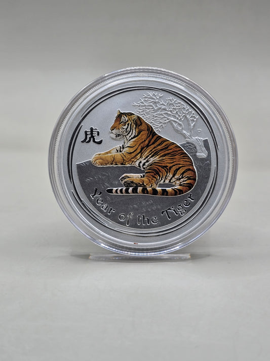 5oz 2010 Series Two Lunar coloured Tiger silver coin