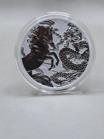 1oz 2026 Myths and Legend dragon and horse silver