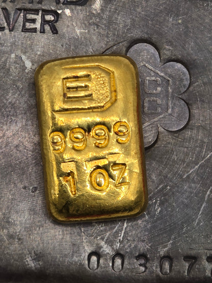 1oz rare vintage Engelhard "E pill" gold bar (bank deposit only)