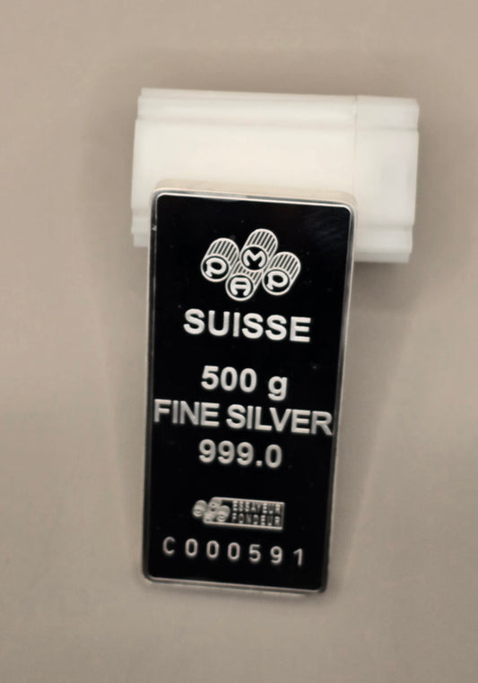 500g PAMP silver bar bank deposit only