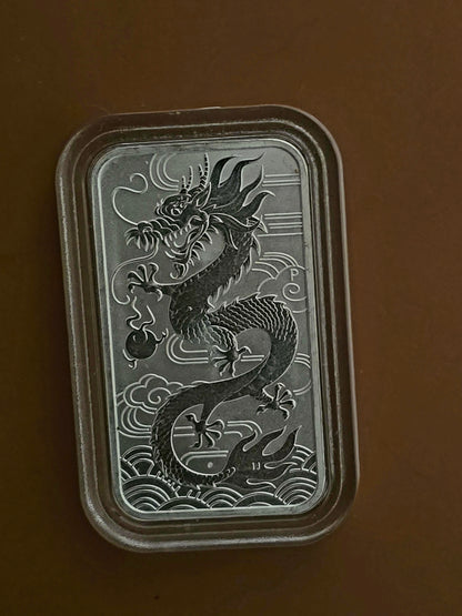 1oz 2018 Perth Mint rectangular coin dragon bar