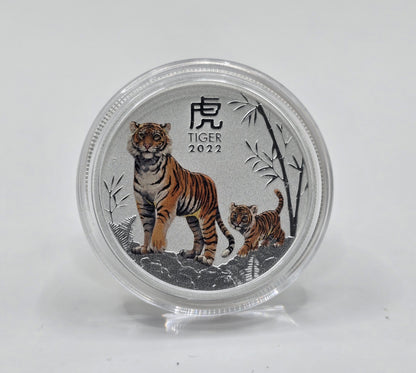 1/2oz coloured 2022 Tiger silver