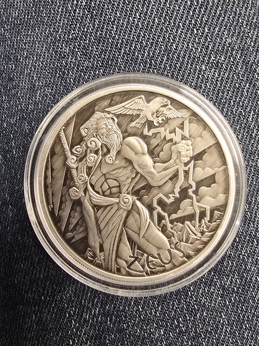 1oz 2020 antiqued silver Zeus god