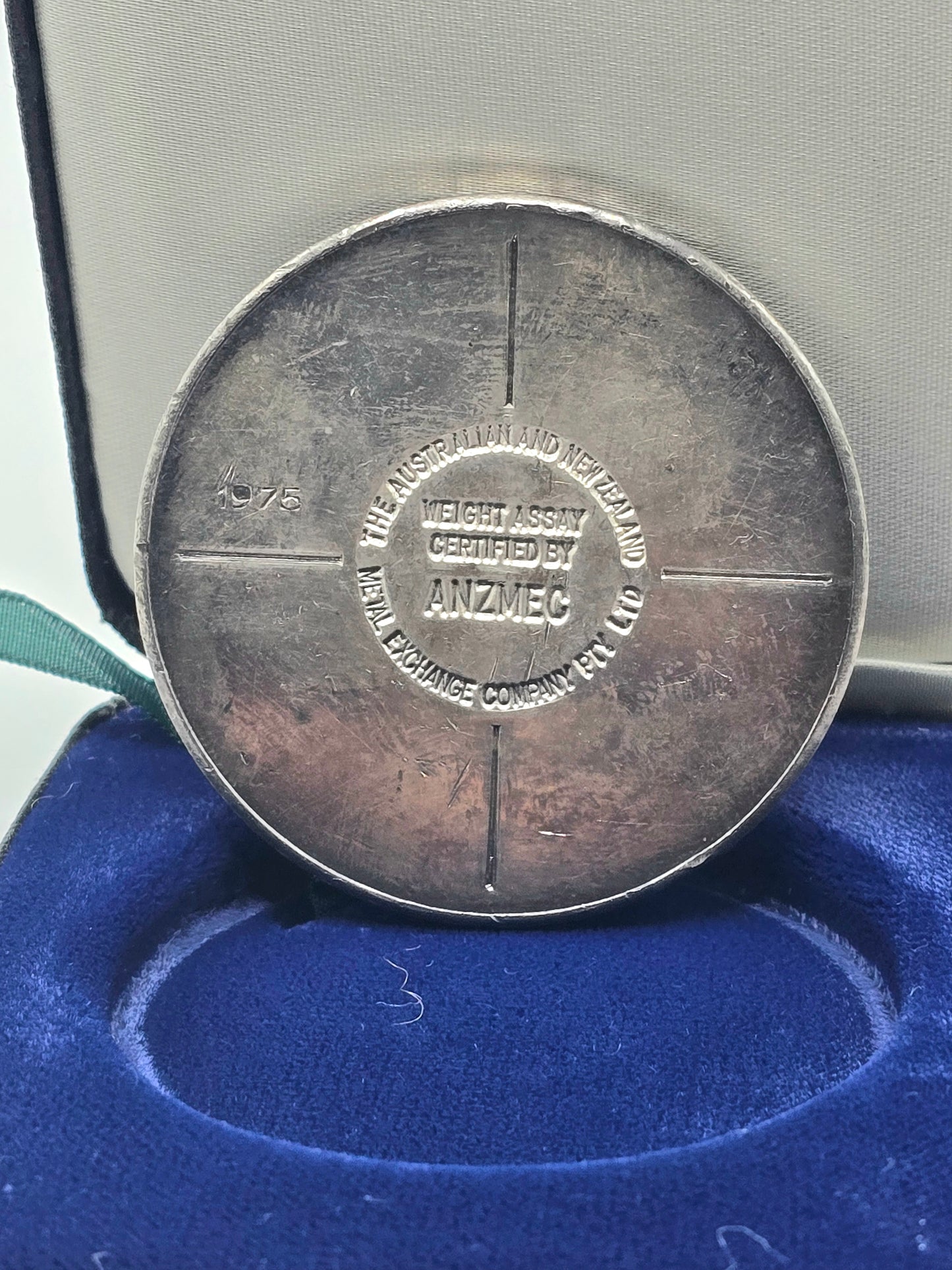 Vintage 100g ANZMEC silver round 1975