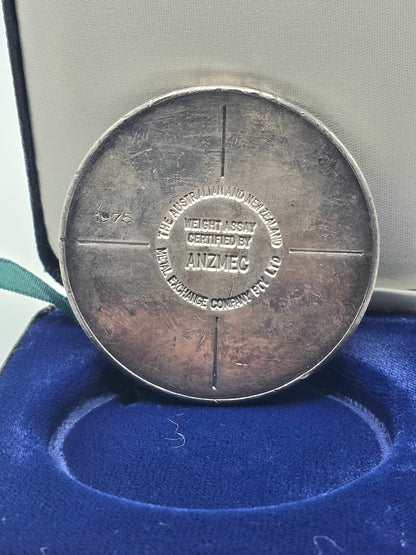 Vintage 100g ANZMEC silver round 1975