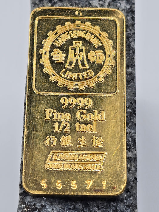 1/2 tael (18.75g) Engelhard Australia gold bar (bank deposit only)