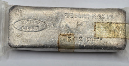 502g Vintage Matthey Garrett silver bar