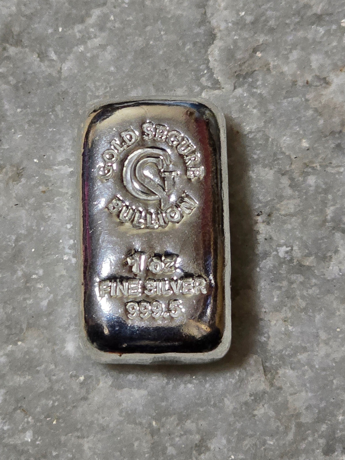 1oz cast rectangular silver bar hard-stamped