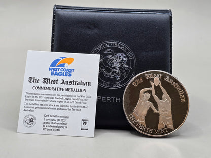 1oz 1991 Perth Mint West Coast Eagles silver medallion