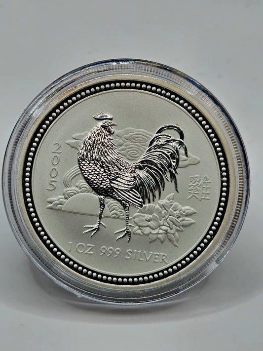1oz 2005 Lunar Series 1 Rooster silver coin