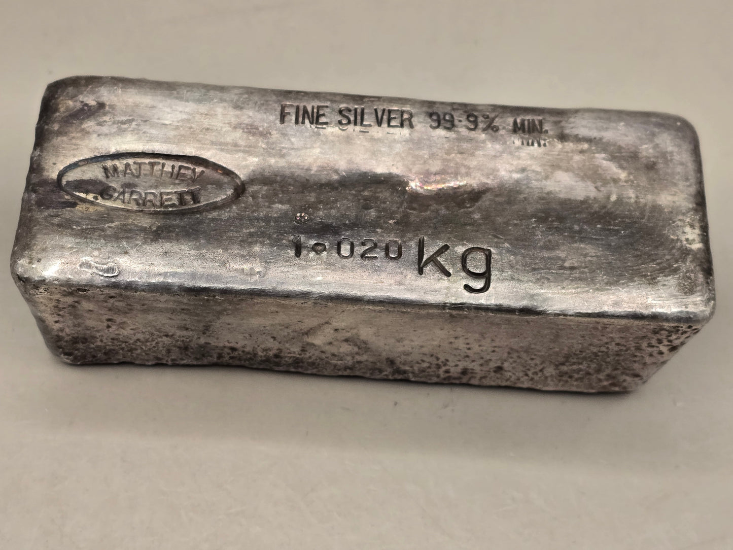 1kg Vintage Matthey Garrett silver bar