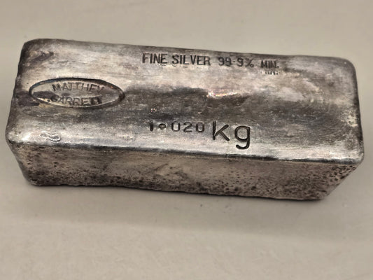 1kg Vintage Matthey Garrett silver bar