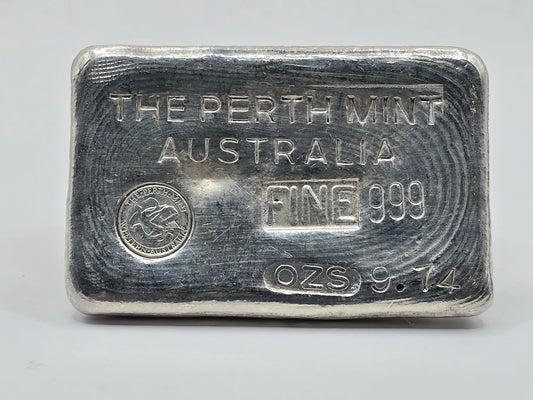 Vintage Perth Mint Type A 9.74oz silver bar