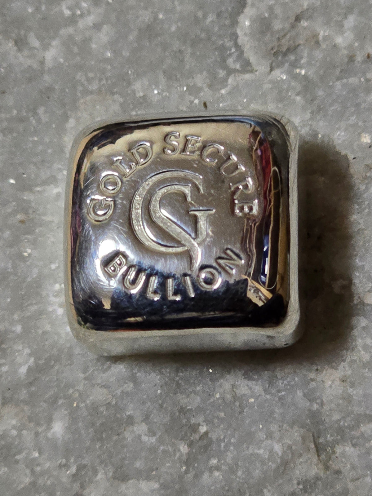 1oz cast silver bar square hard-stamped