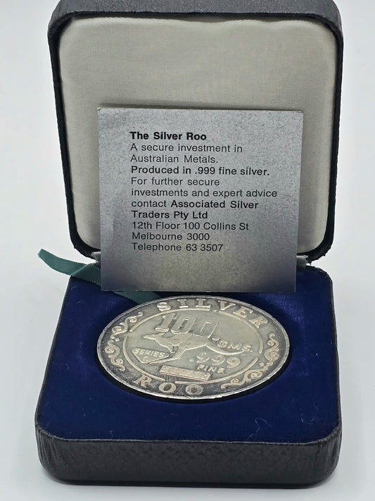 Vintage 100g ANZMEC silver round 1975