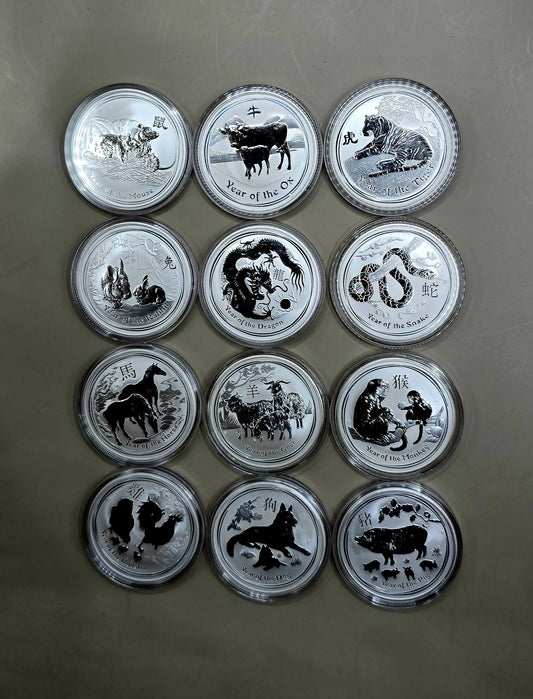 12x1oz Lunar Series 2 silver coins Full set