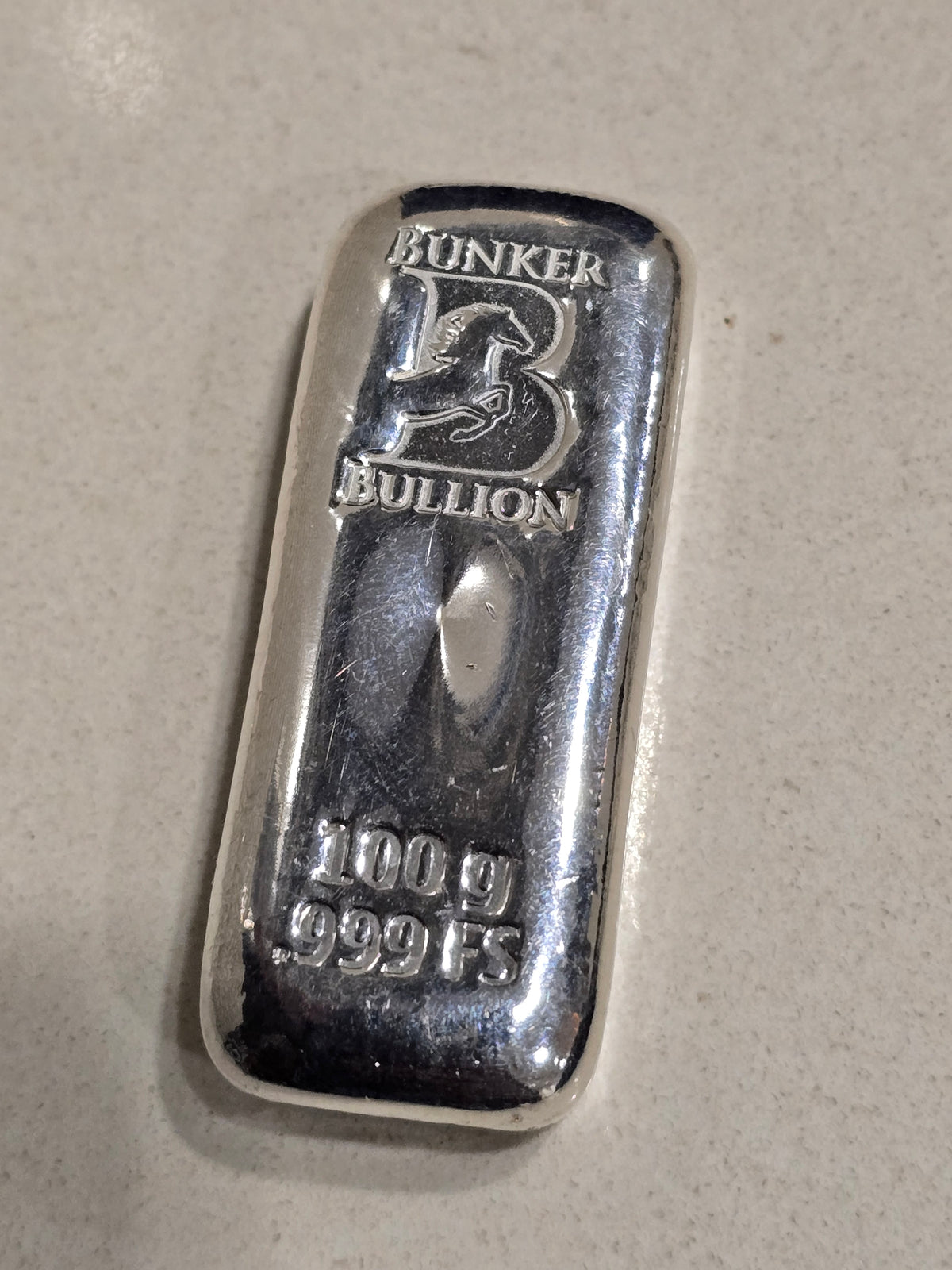 100g Bunker Bullion silver bar