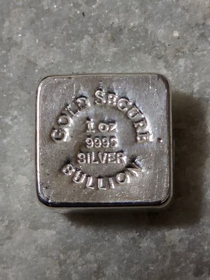 1oz cast silver bar square hard-stamped