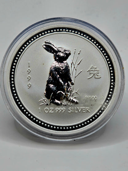 1oz 1999 Lunar Series 1 Rabbit silver coin