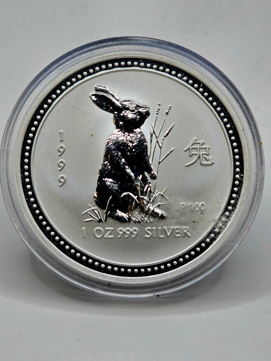 1oz 1999 Lunar Series 1 Rabbit silver coin