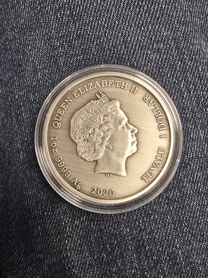 1oz 2020 antiqued silver Zeus god