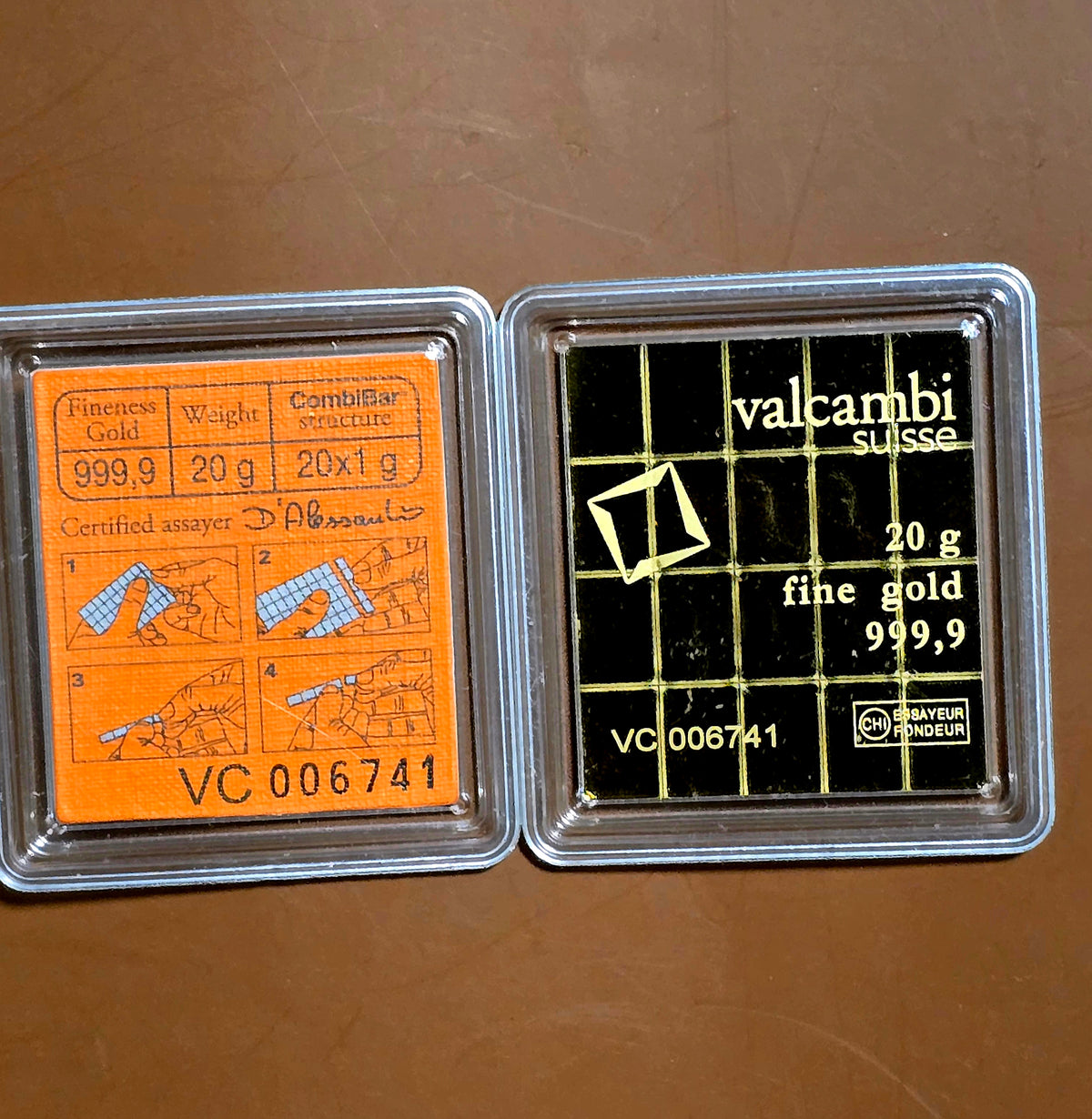 20x1g Valcambi gold combibars