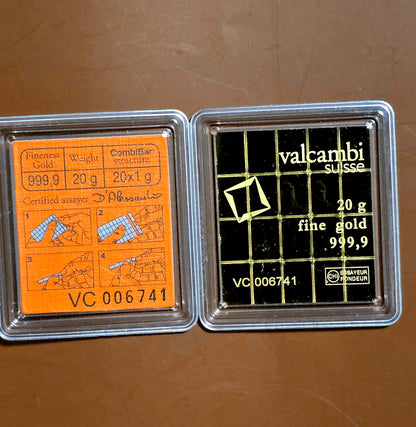20x1g Valcambi gold combibars